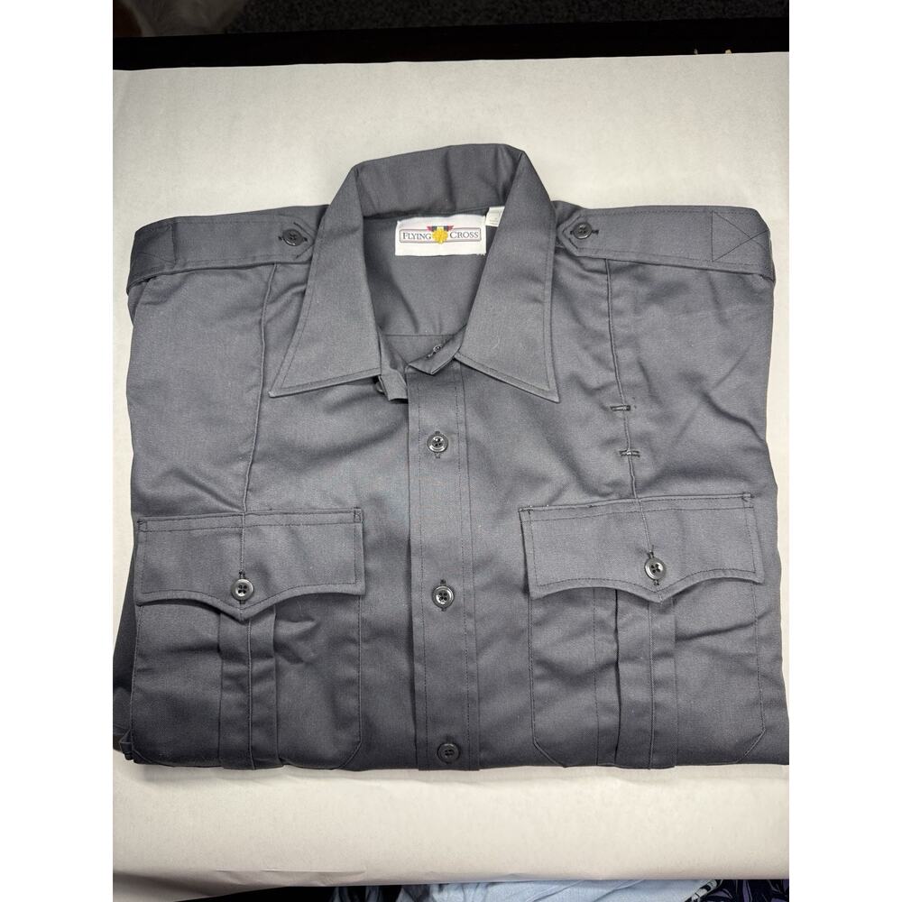 Flying Cross Valor Long Sleeve Shirt Large‎ Dark Gray Poly Cotton Uniform Top